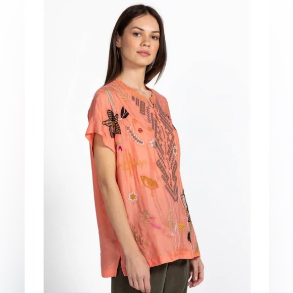 Johnny Was Perla Blouse Desert Flower - NWT -  ‘23 Spring Line - Coral Peach - Picture 6 of 11